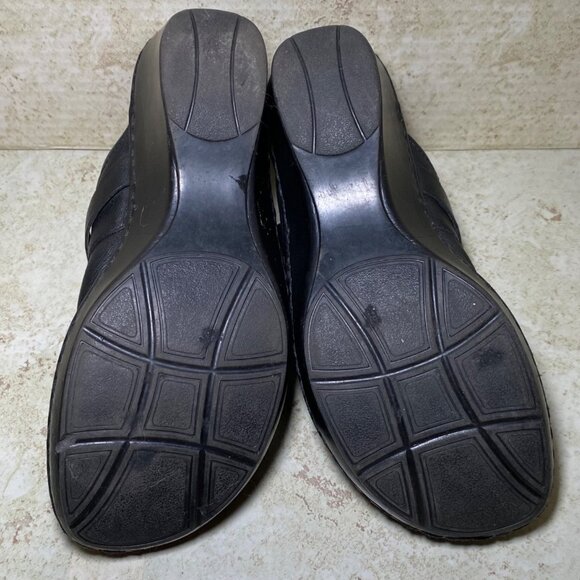 Thom Mcan Davona Womens Black Leather Slip-On Clog Buckle Detail Wedge Heel - Picture 6 of 9